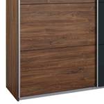 Schwebetürenschrank Subito-Color Eiche Dekor / Schwarz - Breite: 136 cm