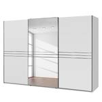 Armoire à porte coulissante Medina Blanc alpin / Demi - miroir - Largeur d'armoire : 300 cm - 3 portes