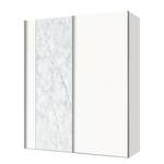 Armoire à portes coulissantes Cando Imitation marbre / Blanc polaire - Largeur : 150 cm - 2 porte