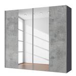 Zweefdeurkast Cando Concrete look/Spiegelglas - Breedte: 200 cm - 2 deuren