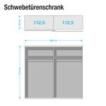 Schwebetürenschrank Erlangen inkl. Beleuchtung - Glas Basalt / Graumetallic - Breite: 226 cm