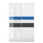 Armoire à portes coulissantes Colori Blanc / Verre gris / Verre bleu