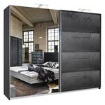 Draaideurkast Workbase industrial print look/grafietkleurig - Breedte: 136 cm - 2 deuren - Met verlichting