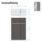 Draaideurkast Workbase industrial print look/grafietkleurig - Breedte: 136 cm - 2 deuren - Met verlichting