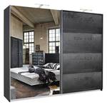 Schwebetürenschrank Workbase Industrial Print Optik/Graphit - Breite: 181 cm - 2 Türen - Mit Beleuchtung