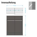 Schwebetürenschrank Workbase Industrial Print Optik/Graphit - Breite: 181 cm - 2 Türen - Mit Beleuchtung