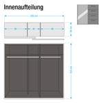 Schwebetürenschrank Workbase Industrial Print Optik/Graphit - Breite: 225 cm - 2 Türen - Mit Beleuchtung
