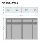 Zweefdeurkast Madrid Platin eikenhouten look/Spiegelglas - Breedte: 300 cm