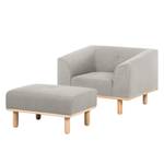 Fauteuil Jelsa (met hocker) geweven stof - Grijs