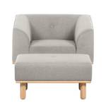 Fauteuil Jelsa (met hocker) geweven stof - Grijs