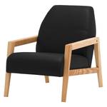 Fauteuil Barlow echt leer Echt leer Neka: Zwart