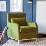 Fauteuil Blomma Velours - Vert olive - Chêne