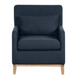 Fauteuil Blomma Tissu bleu foncé - Structure : couleur chêne - Chêne