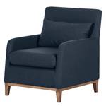 Fauteuil Blomma donkerblauwe geweven stof - frame: notenboomhoutkleurig - Walnoot