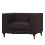 Fauteuil Buckingham echt leer Echt leer Gad: Donkerbruin