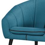 Fauteuil Buttlar geweven stof - Petrolblauw