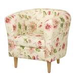 Fauteuil Casales I geweven stof - gebloemd - Beige/roze