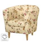 Fauteuil Casales II geweven stof - gebloemd - Beige