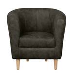 Fauteuil Casales antieke leerlook - Antraciet