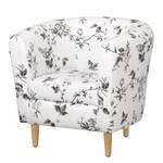 Fauteuil Casales geweven stof - wit/grijs