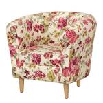 Fauteuil Casales geweven stof - wit/roze