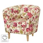 Fauteuil Casales geweven stof - wit/roze