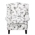 Fauteuil Colmar Tissu - Motif fleuri noir / blanc - Sans repose-pieds