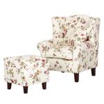 Fauteuil Red Rose Tissu - Fleurs - Crème - Avec repose-pieds