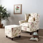 Fauteuil Red Rose Tissu - Fleurs - Crème - Avec repose-pieds