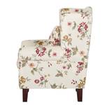 Poltrona Colmar Tessuto beige a fiori - Bianco crema - Con Sgabello