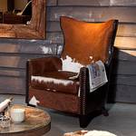 Fauteuil Denver Cow echt leer - bruin/wit