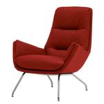 Fauteuil Garbo VIII Echt leer Neka: Rood - Chroomkleurig glanzend