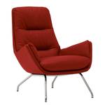 Fauteuil Garbo VIII Echt leer Neka: Rood - Chroomkleurig glanzend