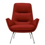 Fauteuil Garbo VIII Echt leer Neka: Rood - Chroomkleurig glanzend