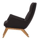 Fauteuil GARBO met houten pootjes Echt leer Neka: Donkerbruin - Donkere eikenhout