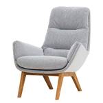 Fauteuil GARBO avec pieds en bois Tissu - Tissu Saia: Gris clair - Chêne foncé