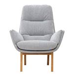 Fauteuil GARBO avec pieds en bois Tissu - Tissu Saia: Gris clair - Chêne foncé