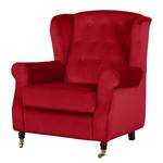 Fauteuil à oreilles Grendon Velours Rouge cerise