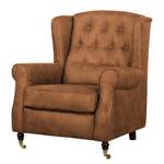 Oorfauteuil Grendon antieke leerlook - Middel bruin