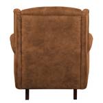 Fauteuil à oreilles Grendon Aspect cuir vieilli - Brun