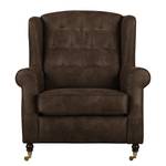 Oorfauteuil Grendon antieke leerlook - Mokkakleurig