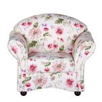 Fauteuil Henry cr鮥kleurige/rode geweven stof - bloemenmotief