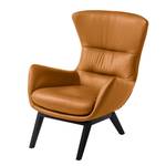 Fauteuil Hepburn I Cuir véritable - Cuir véritable Neka : Cognac - Noir