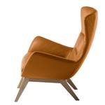 Fauteuil Hepburn I echt leer - Echt leer Neka: Cognackleurig - Lichte eikenhouten