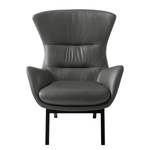 Fauteuil Hepburn I Cuir véritable - Cuir véritable Neka : Gris - Noir