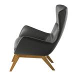 Fauteuil Hepburn I Cuir véritable - Chêne - Cuir véritable Neka Gris - Cuir véritable Neka : Gris - Chêne foncé