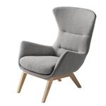 Fauteuil HEPBURN met houten pootjes geweven stof - Geweven stof Milan: Lichtgrijs - Lichte eikenhouten