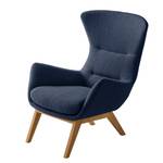 Fauteuil Hepburn I Tissu - Tissu Milan : Bleu foncé - Chêne foncé