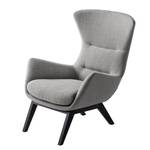 Fauteuil HEPBURN met houten pootjes geweven stof - Geweven stof Milan: Lichtgrijs - Zwart