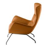 Sessel Hepburn II Echtleder - Echtleder Neka: Cognac - Chrom matt